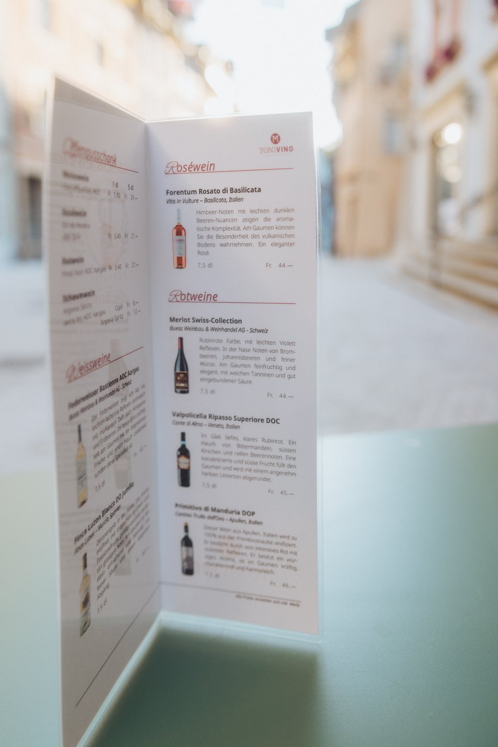 Auserlesene Weinkarte & Schweizer Tropfen